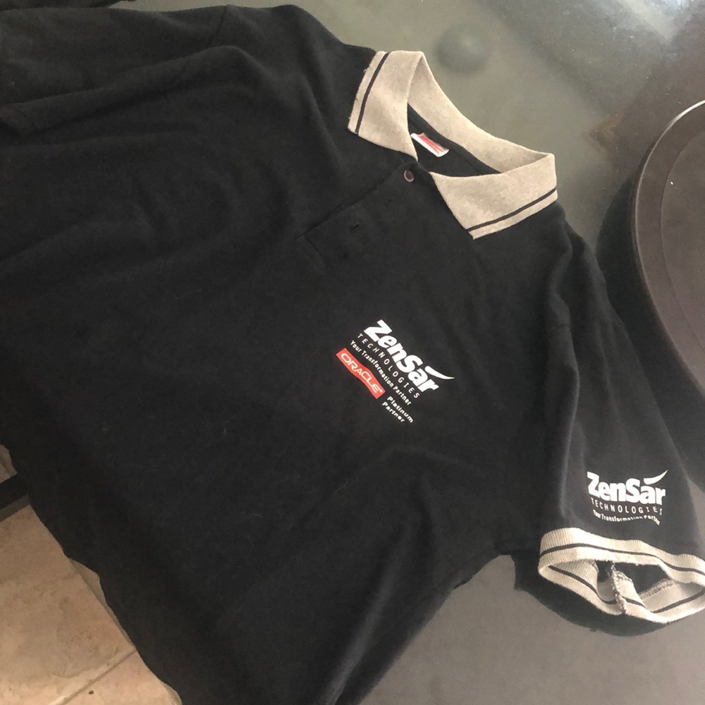 Black and gray size large Oracle polo